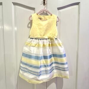 Purple Rose Girls Yellow & Blue Striped Summer Dress | Size 6X |  Party Dress